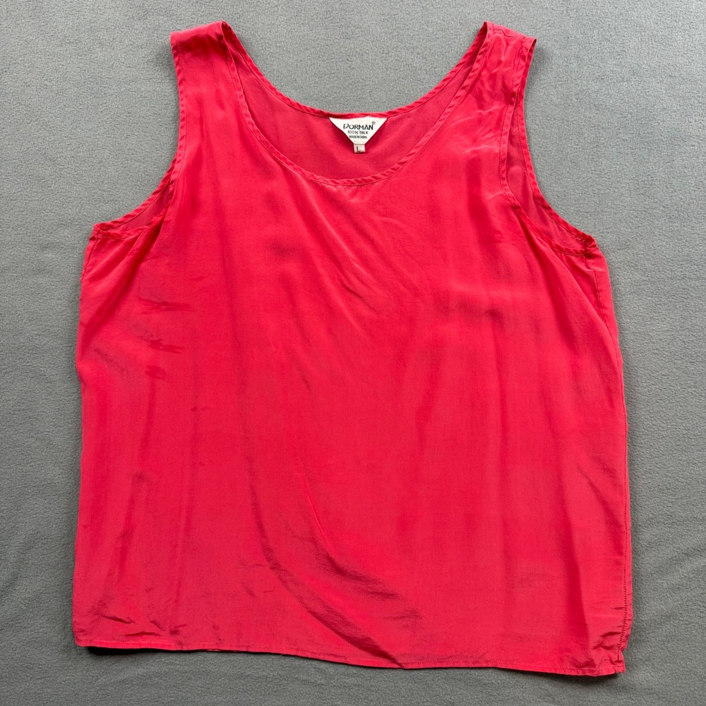 Vintage Dorman Tank Top 100% Silk Pink Base Layer Old Money  L